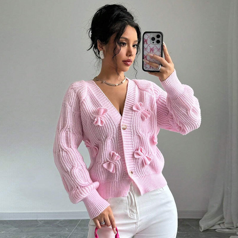 Winter Clothing Cute - Women's Solid Color Long Sleeve Bow
