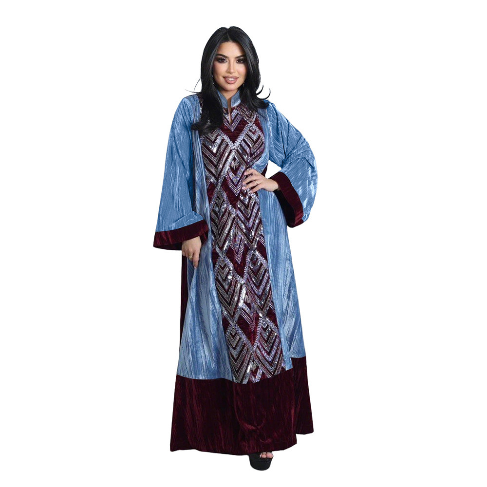 Winter Clothing Dubai - Xqy500461 Clothing Velvet Patchwork Lady Clothes