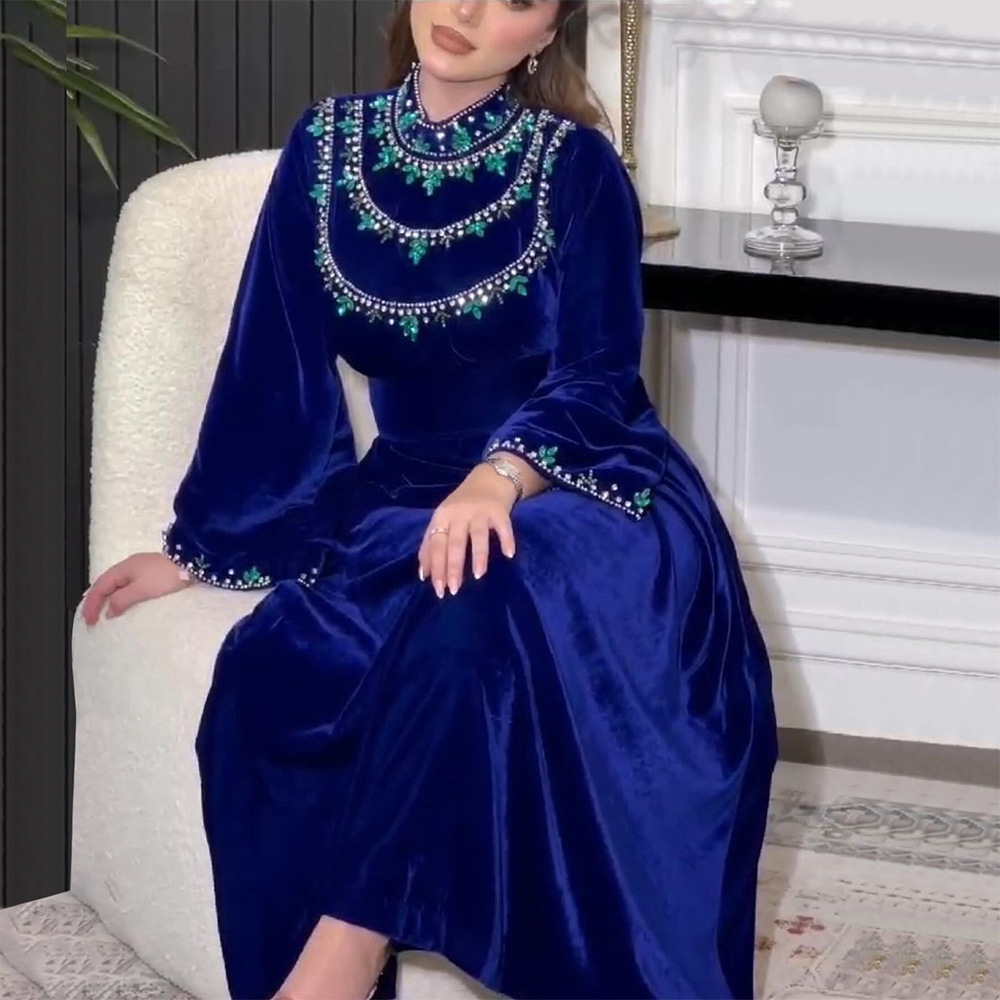 Winter Clothing Dubai - Arabic Muslim Dress Elegant Autumn/winter Velvet