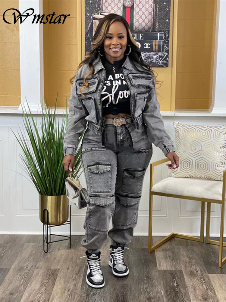 Winter Clothing Sales - Wmstar Denim Two Piece Set Women