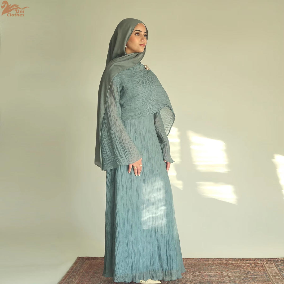 Winter Clothing Dubai - 2025 New Pleated Fabric Elegant Shawl
