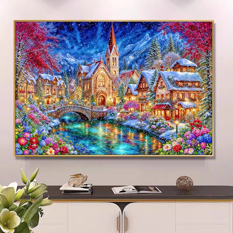 Winter Clothing Pinterest - 9ct 100x75cm Winter Church Embroidery DIY