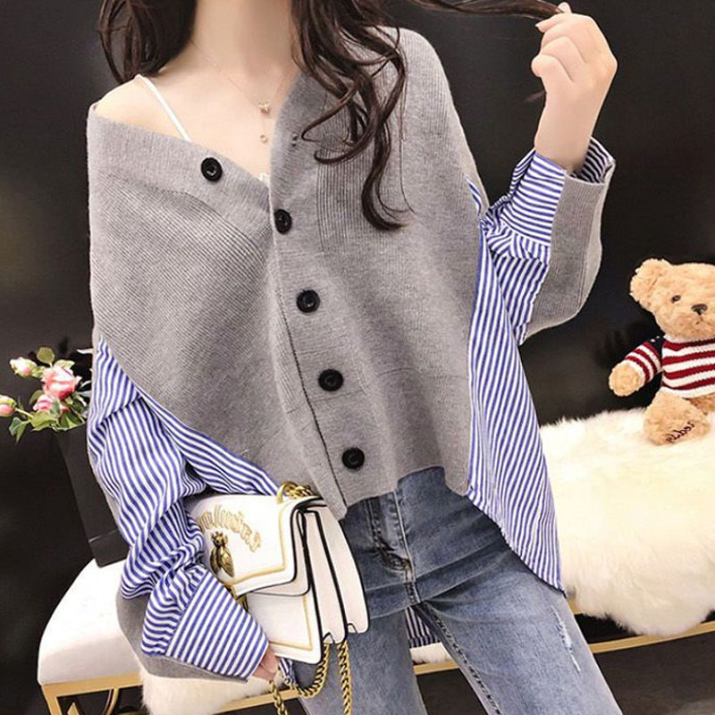 Female Korean Casual V-Neck Kn - Winter Clothing Korean ulasan dan harga