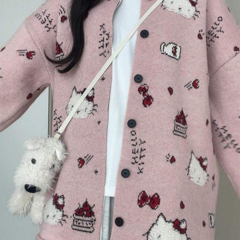 Hello Kitty Kawaii Women Cardi - Winter Clothing Cute ulasan dan harga