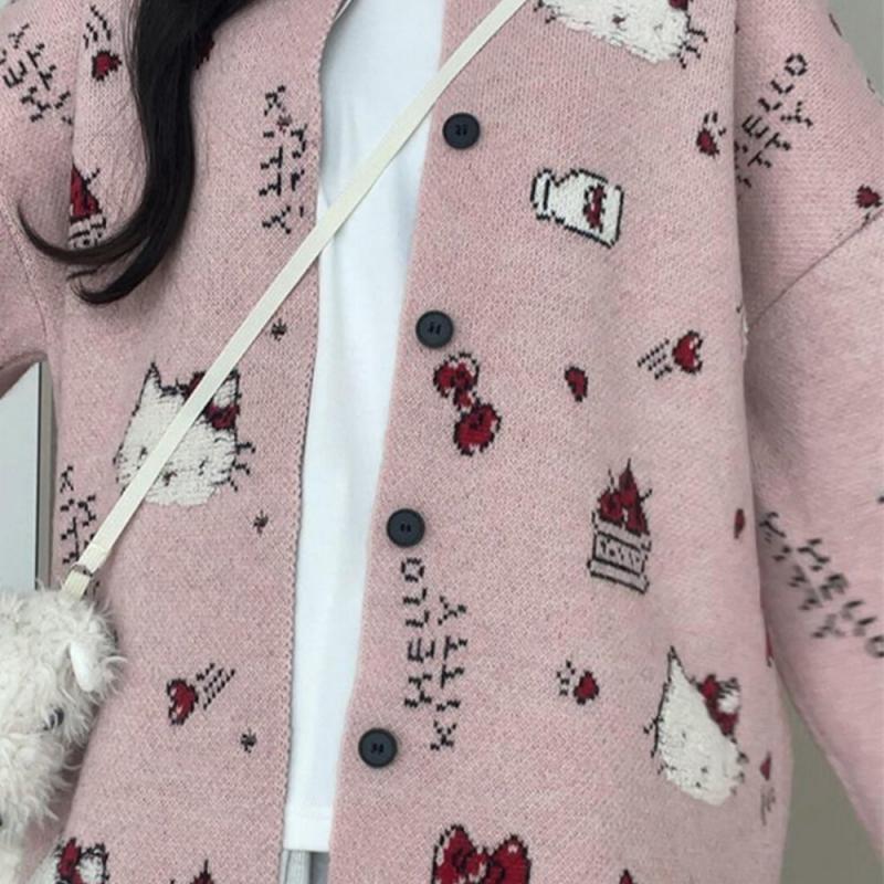 Hello Kitty Kawaii Women Cardi - Winter Clothing Cute ulasan dan harga
