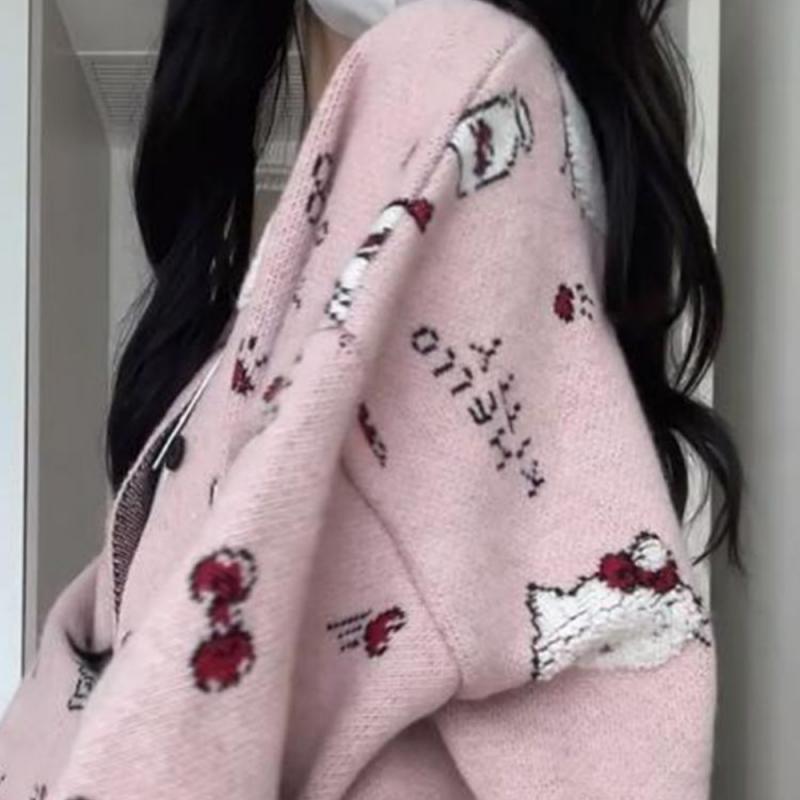 Hello Kitty Kawaii Women Cardi - Winter Clothing Cute ulasan dan harga
