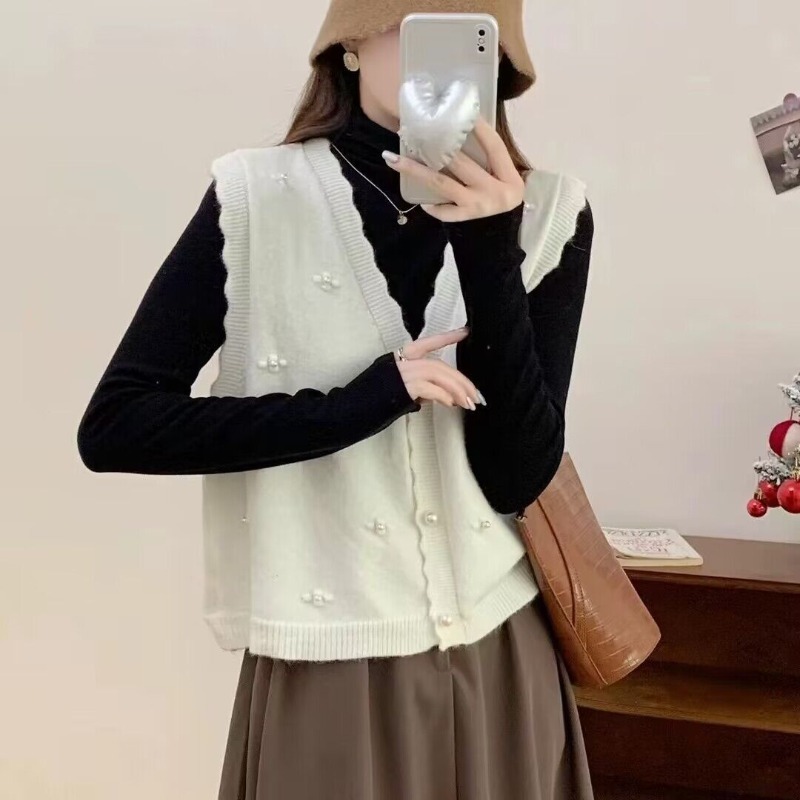 Pink Knit Vests For Women Casu - Winter Clothing Offer ulasan dan harga