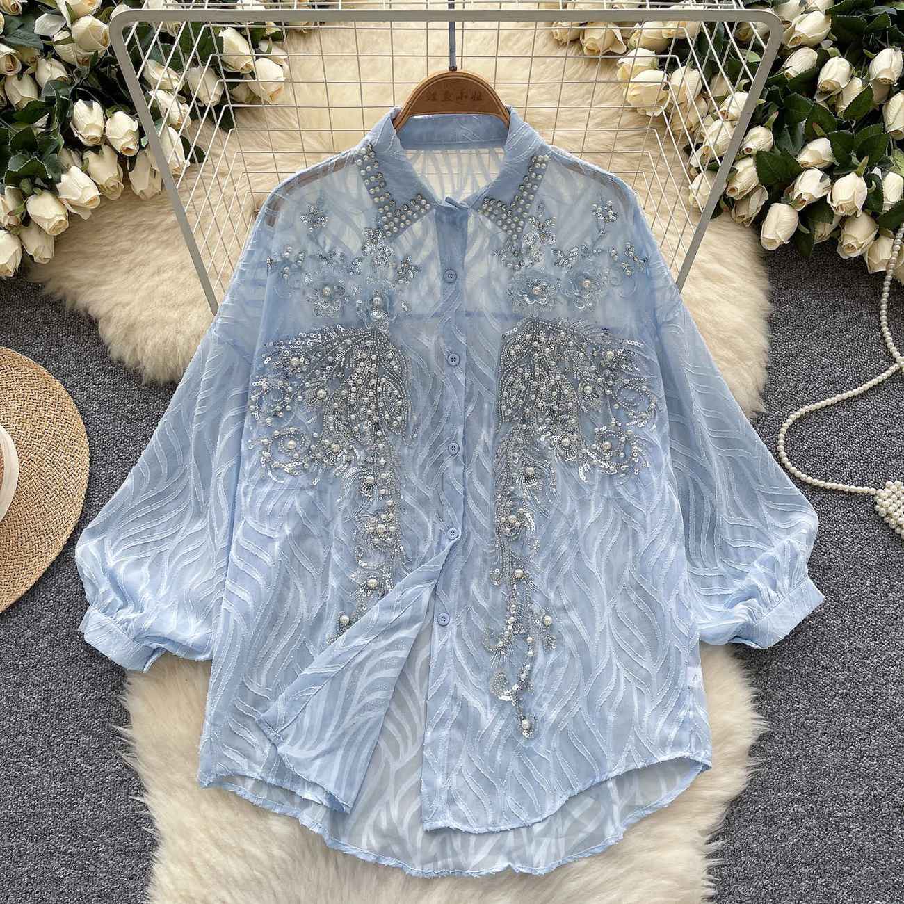 Women's Shiny Button Shirt Spr - Winter Clothing Korean ulasan dan harga