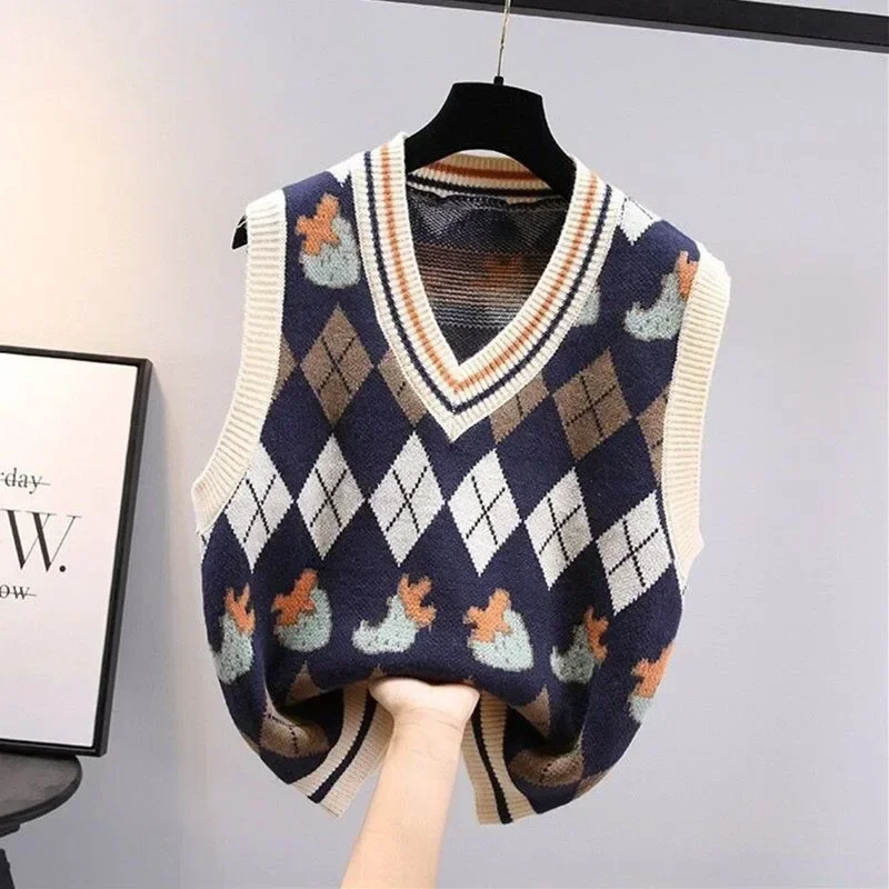 V-Neck Knit Vests for Women Sh - Winter Clothing Cute ulasan dan harga