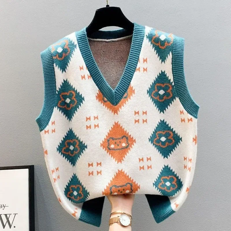V-Neck Knit Vests for Women Sh - Winter Clothing Cute ulasan dan harga