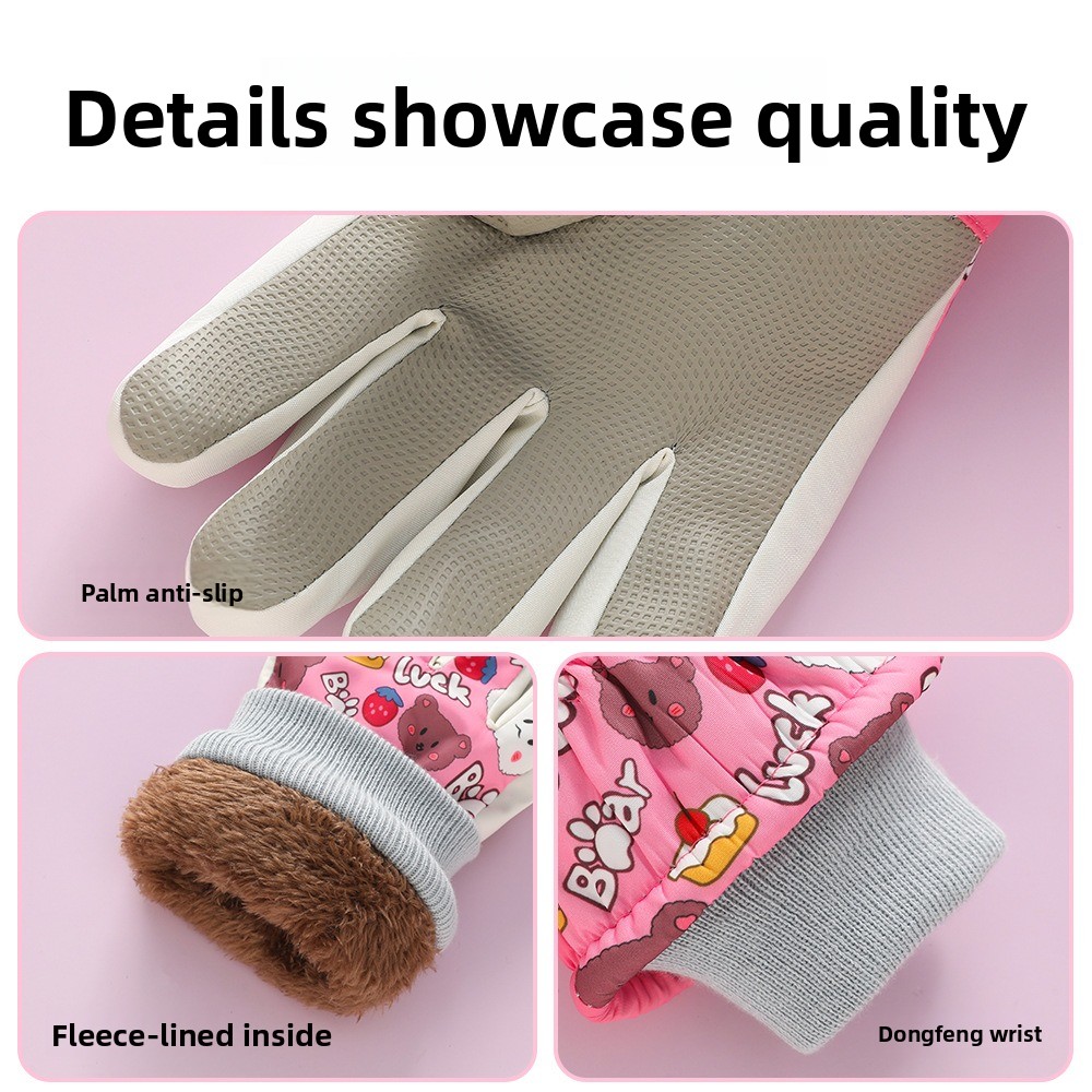 New Cute Bear Ski Gloves Water - Waterproof Mitten Ski ulasan dan harga