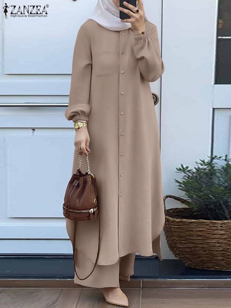 ZANZEA Fashion 2pcs Women Musl - Winter Clothing Dubai ulasan dan harga