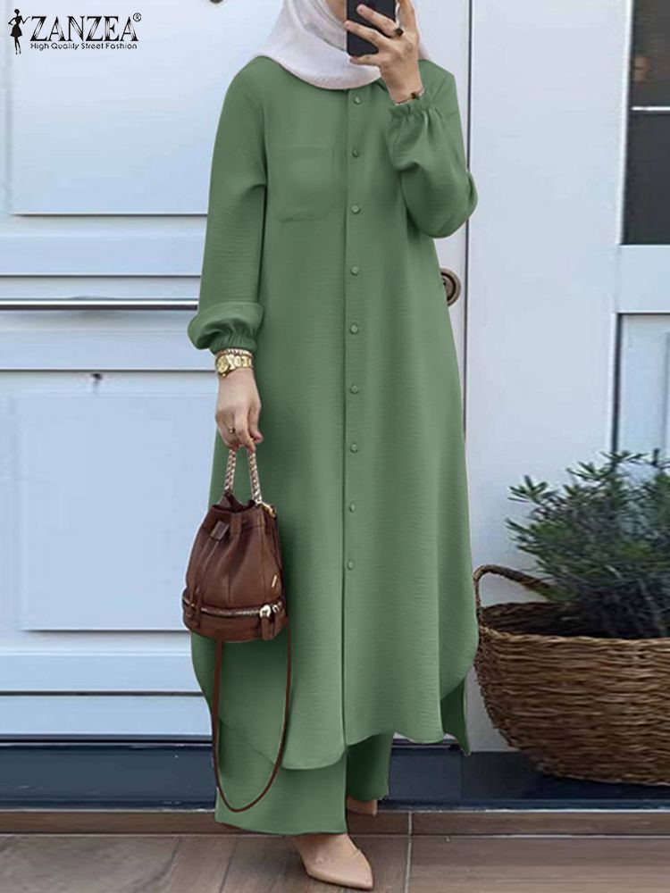 ZANZEA Fashion 2pcs Women Musl - Winter Clothing Dubai ulasan dan harga