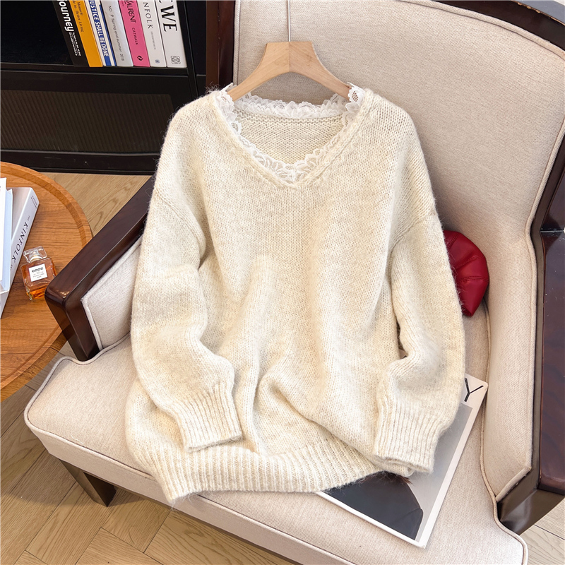 Women's Autumn Winter Lace V-n - Winter Clothing Korean ulasan dan harga