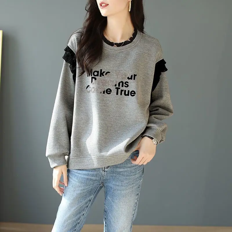 Loose Grey Woman Pullover Tops - Winter Clothing Essentials For Women ulasan dan harga