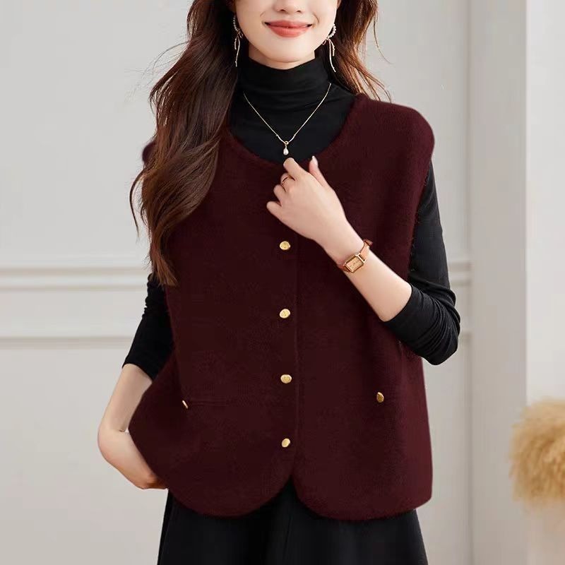 Women's Knitted Vest Solid Fas - Winter Clothing Offer ulasan dan harga