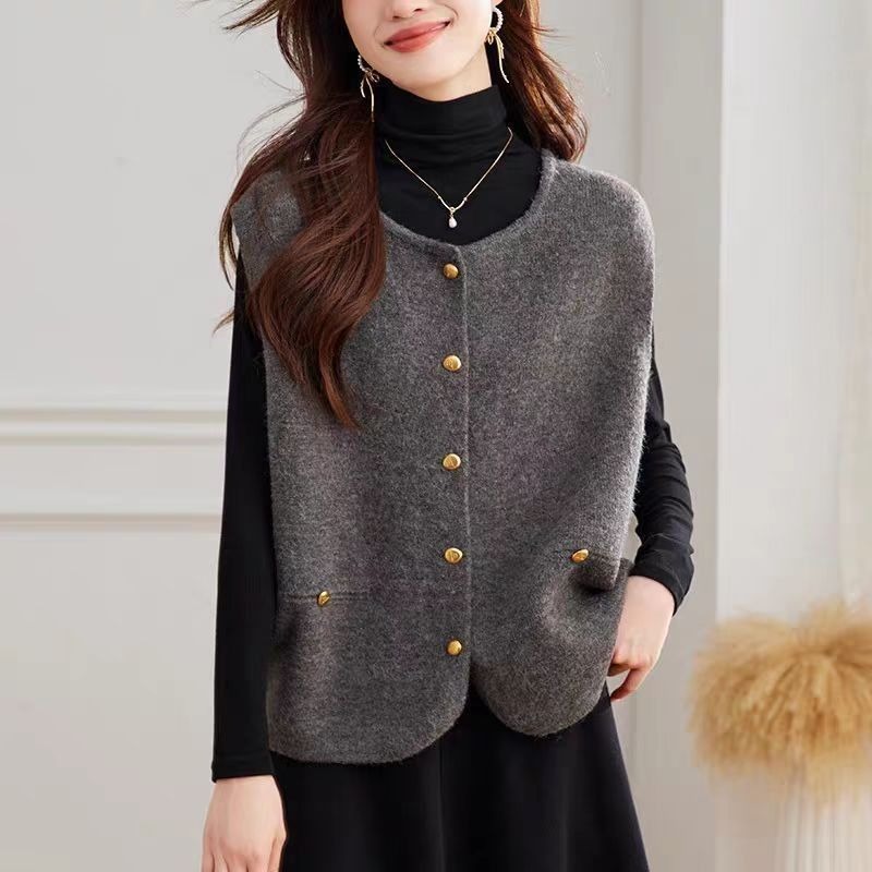 Women's Knitted Vest Solid Fas - Winter Clothing Offer ulasan dan harga